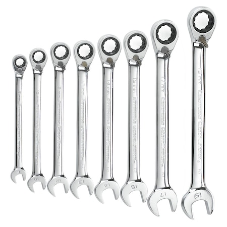 Gearwrench Metric Reversible Combination Ratcheting Wrench Set, 8 Pc. 12 Point KDT9543
